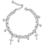 Bratara Charmuri Cross Silver
