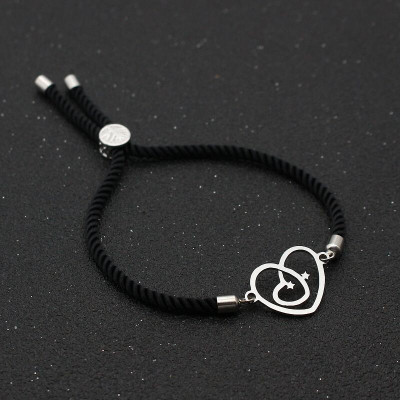 Bratara snur negru Two Hearts