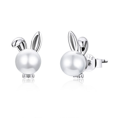 Cercei argint Cute Pearl Bunny