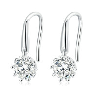 Cercei argint Round Zircon Crystal