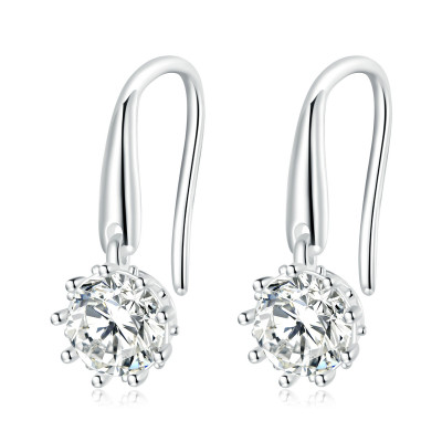 Cercei argint Round Zircon Crystal