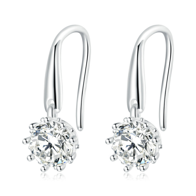 Cercei argint Round Zircon Crystal