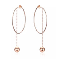Cercei argint Rotunzi cu Lant Rose Gold