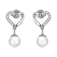 Cercei argint Elegant Love Pearl