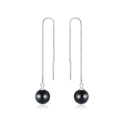 Cercei argint Black Pearl