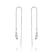 Cercei argint Long Chain Feather