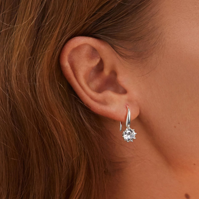 Cercei argint Round Zircon Crystal