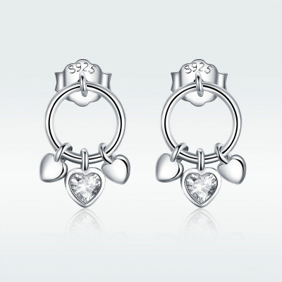 Cercei argint Little Hearts Charms