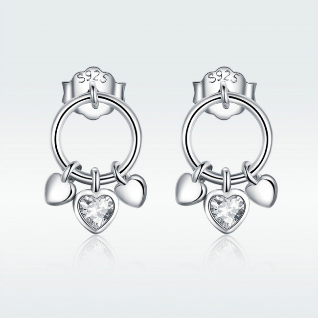 Cercei argint Little Hearts Charms