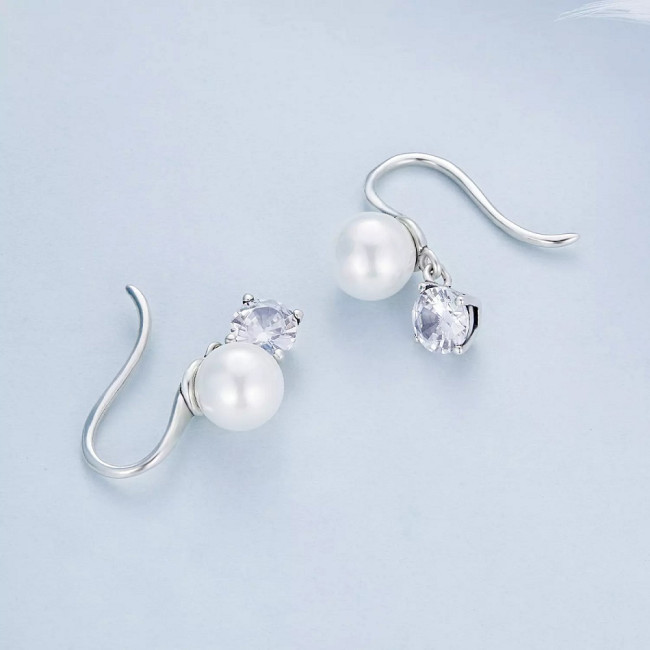Cercei argint cu Perle si Cubic Zirconia