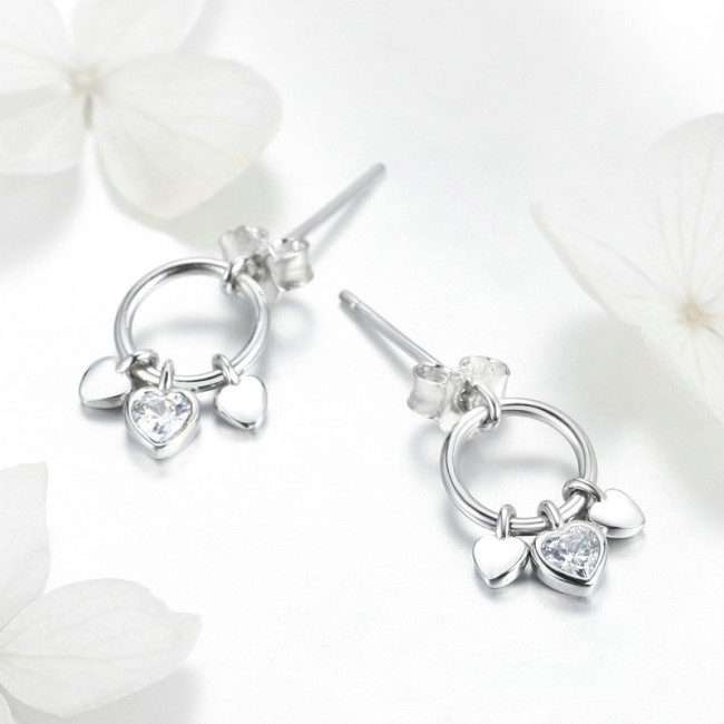 Cercei argint Little Hearts Charms