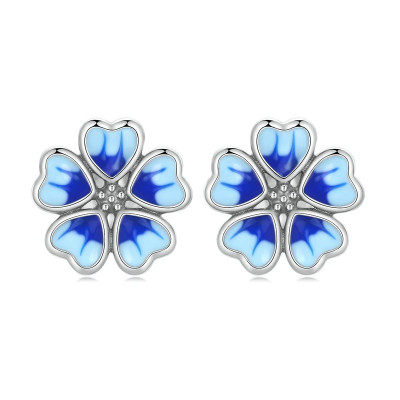 Cercei argint Vintage Blue Flower