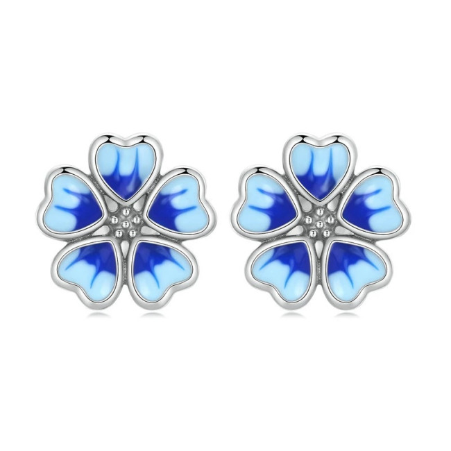 Cercei argint Vintage Blue Flower