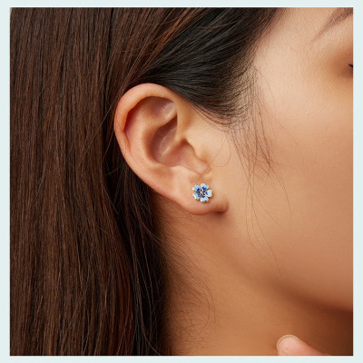 Cercei argint Vintage Blue Flower