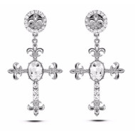 Cercei Diamond Luxury Long in forma de cruce cu zirconii