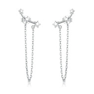 Cercei argint Long Chain Stars