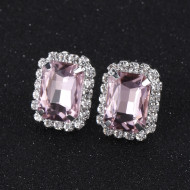 Cercei dreptunghiulari cu Clips Light Pink Cuart