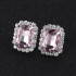 Cercei dreptunghiulari cu Clips Light Pink Cuart