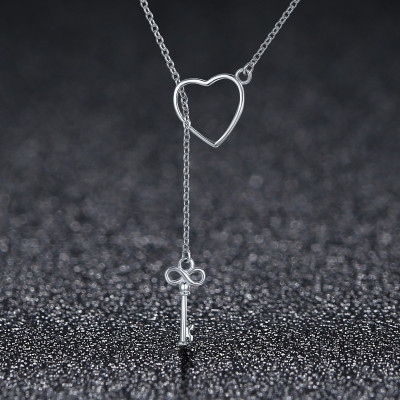 Colier argint Heart & Key