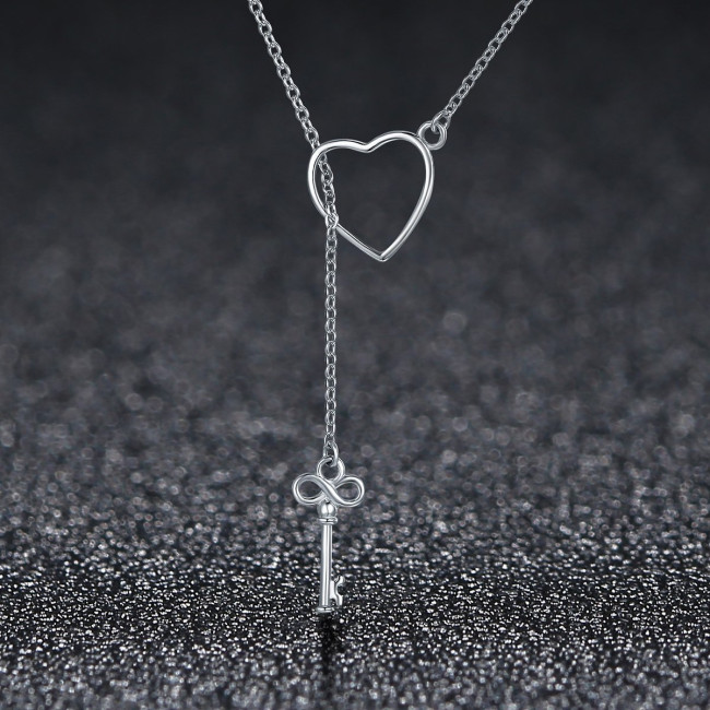 Colier argint Heart & Key