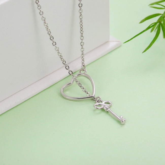 Colier argint Heart & Key