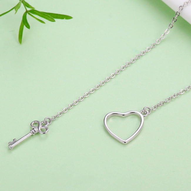 Colier argint Heart & Key