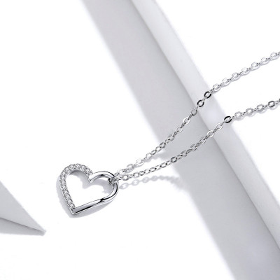 Colier argint Love Crystal Heart