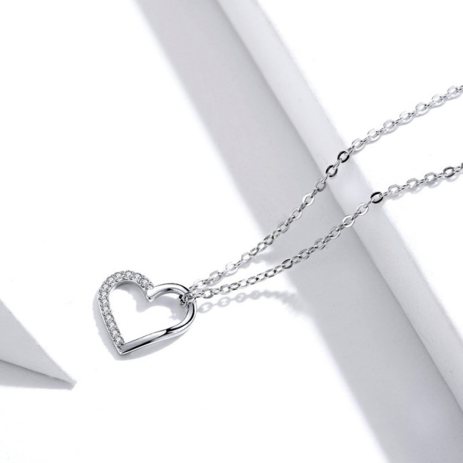 Colier argint Love Crystal Heart