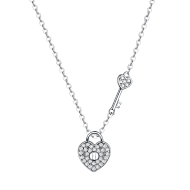 Colier argint Love Heart & Key