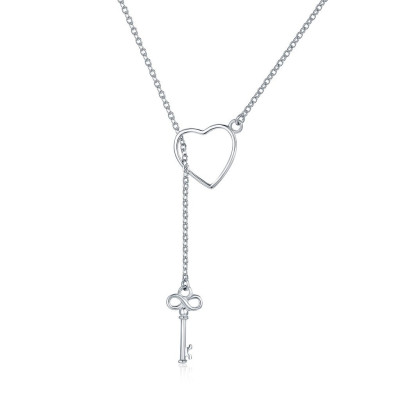 Colier argint Heart & Key
