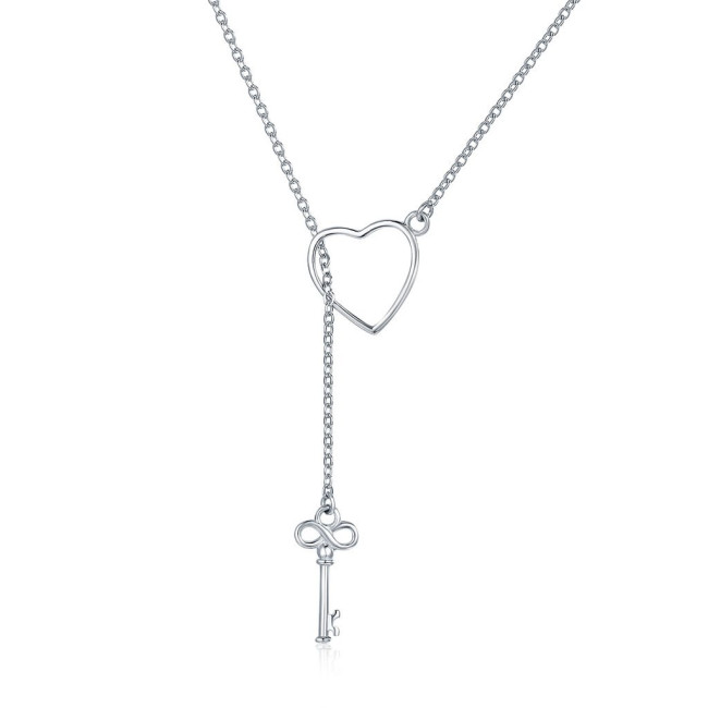 Colier argint Heart & Key