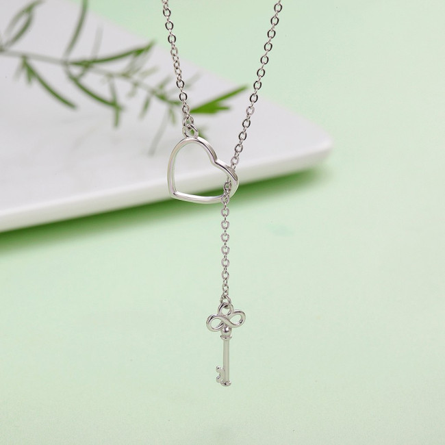 Colier argint Heart & Key