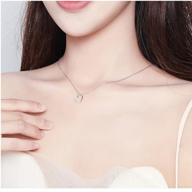 Colier argint Love Crystal Heart