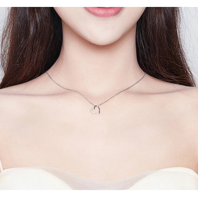 Colier argint Love Crystal Heart