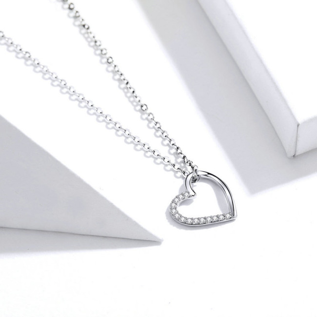 Colier argint Love Crystal Heart