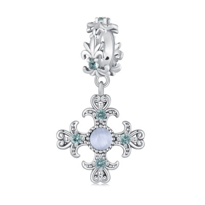 Talisman argint crucifix Regal cu cristale albastre