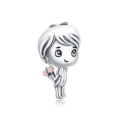 Talisman argint Sweet Boy With Flowers