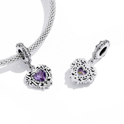 Talisman argint Purple Vintage Heart
