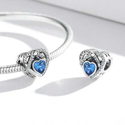 Talisman argint Blue Heart Forever Love