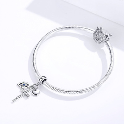Talisman argint Cross Heart Eye