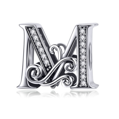 Talisman argint Litera M