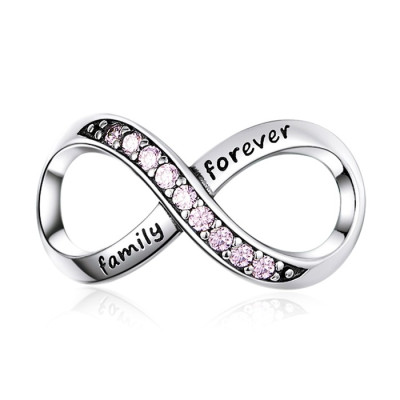 Talisman argint Infinite Pink Family Forever