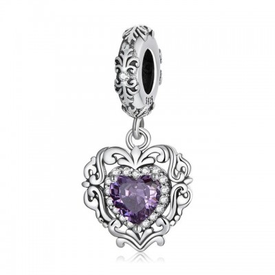 Talisman argint Purple Vintage Heart Talisman argint Purple Vintage Heart