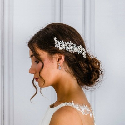 Accesoriu par agrafa tip pieptene Splendor cu diamante de zirconiu cubic 