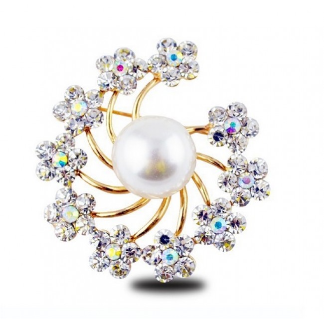 Brosa Crystal Pearl Flowers