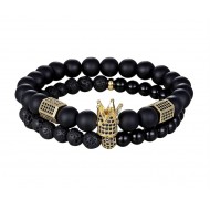 Bratari set cuplu Lava Rock Zirconii King Queen