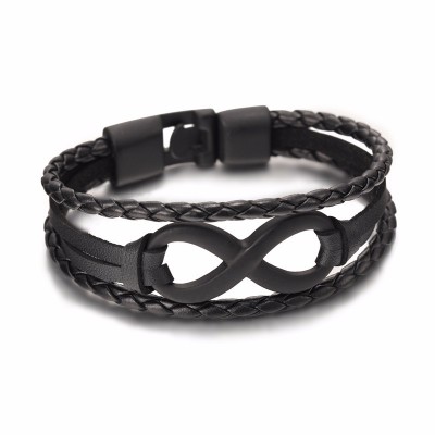 Bratara piele neagra cu semnul infinit Ethan Bratara piele neagra cu semnul infinit Ethan