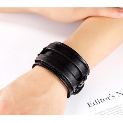 Bratara black leather Wide Spartan Bratara black leather Wide Spartan