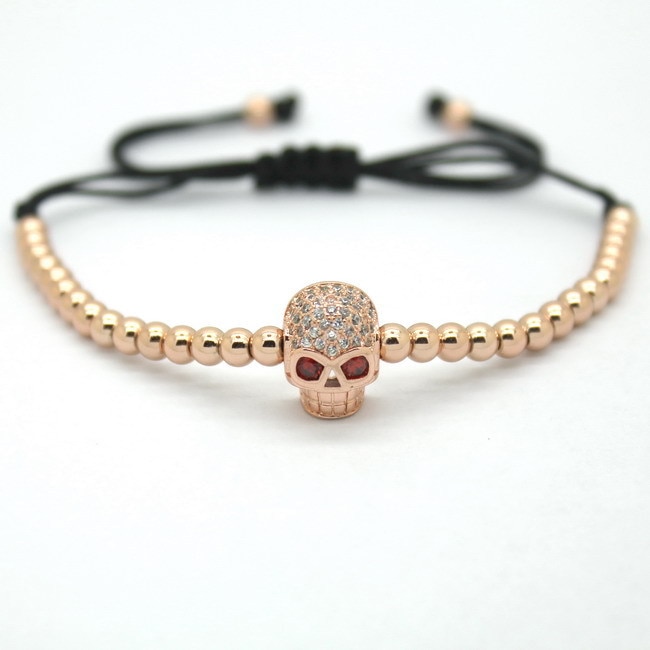 Bratara Rose Gold Skull Zircon