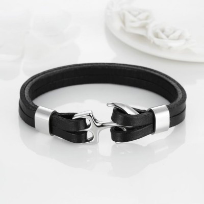 Bratara piele Silver Anchor Thomaso  Bratara piele Silver Anchor Thomaso